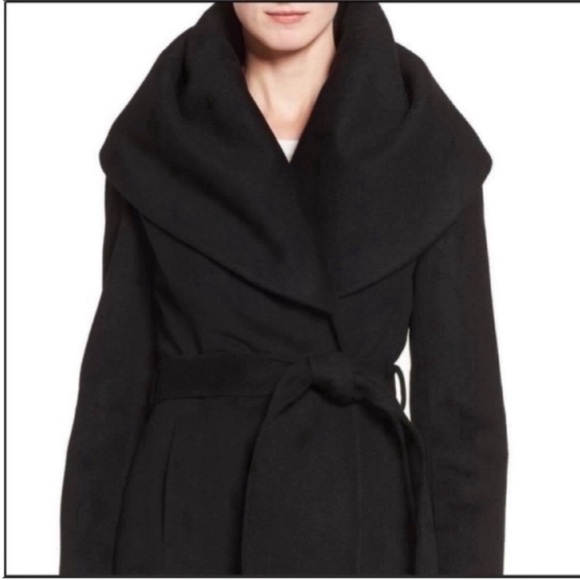 T TAHARI Wool Blend Belted Wrap Coat - Black - Picture 4 of 12